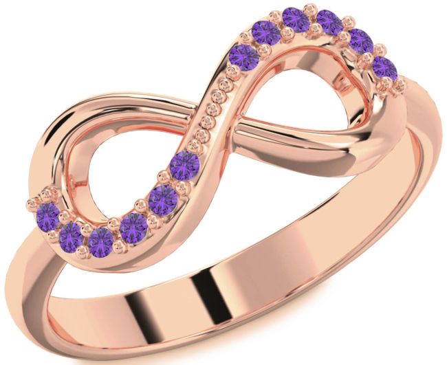 Amethyst Rose Gold Infinity Round Ring