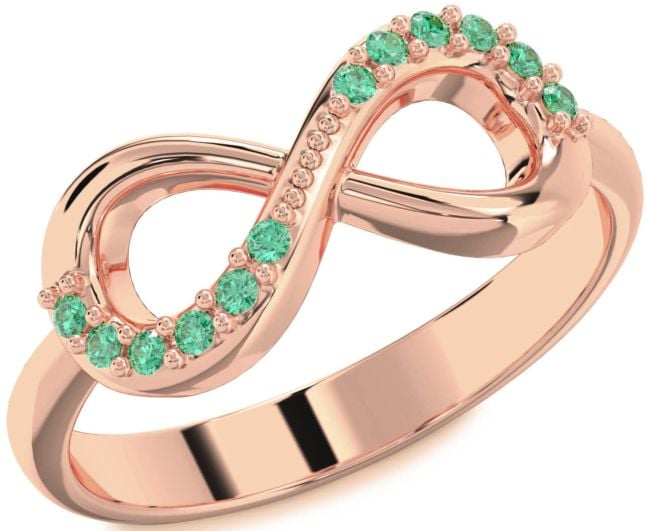 Emerald Rose Gold Silver Infinity Round Ring