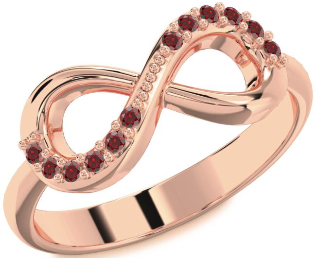 Garnet Rose Gold Infinity Round Ring