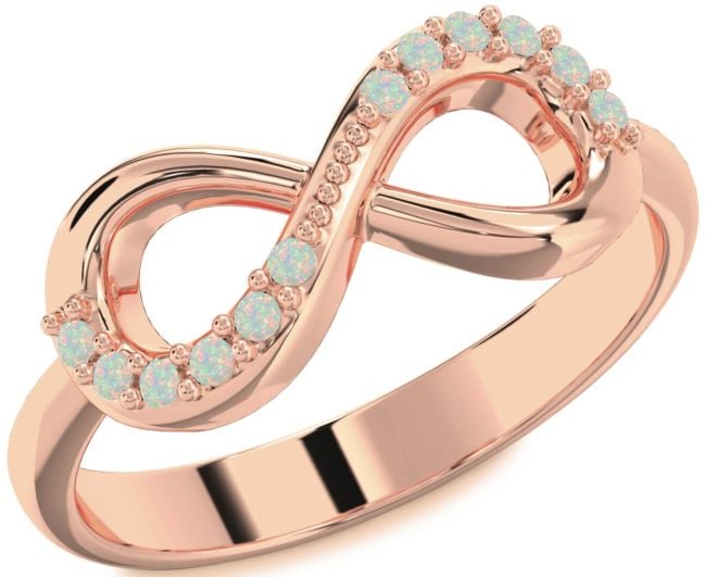 Opal Rose Gold Infinity Round Ring