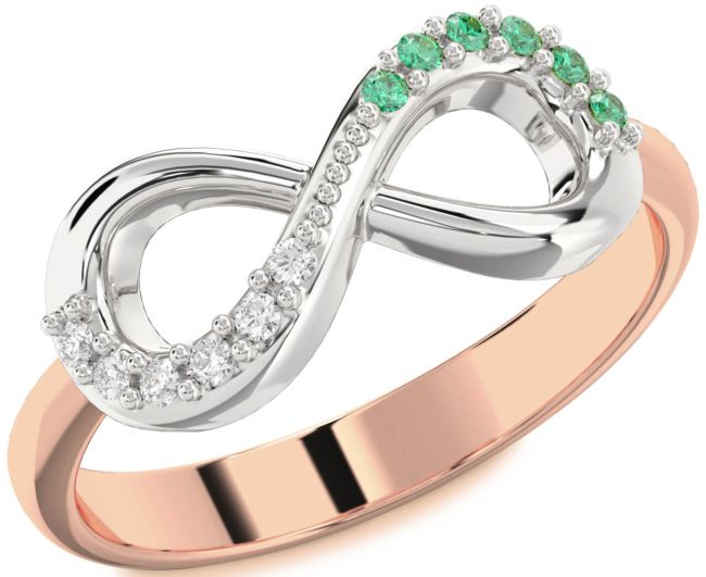 Rose Gold Silver Infinity Round Promise Ring