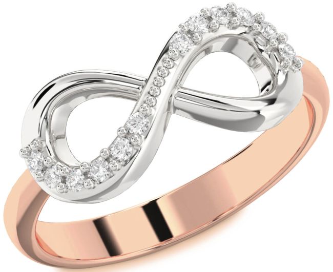 Diamond Rose Gold Silver Infinity Round Ring