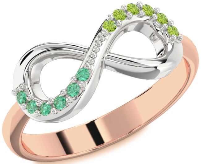 Rose Gold Silver Infinity Round Promise Ring