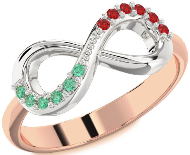 Rose Gold Silver Infinity Round Promise Ring