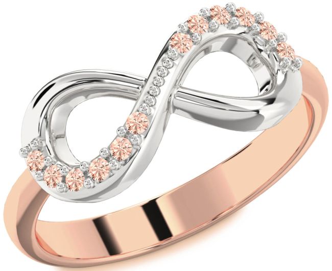 Morganite Rose Gold Silver Infinity Round Ring