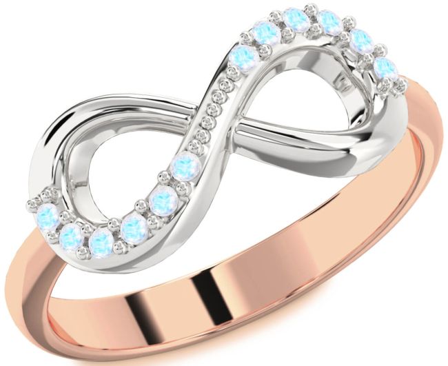 Moonstone Rose Gold Silver Infinity Round Ring