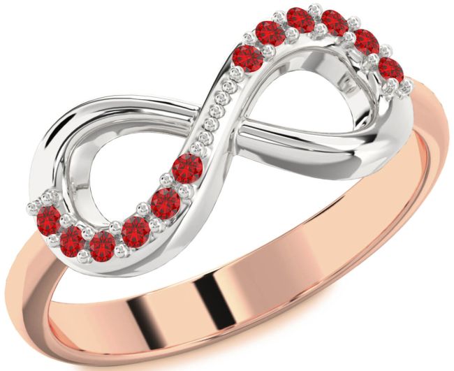 Ruby Rose Gold Silver Infinity Round Ring