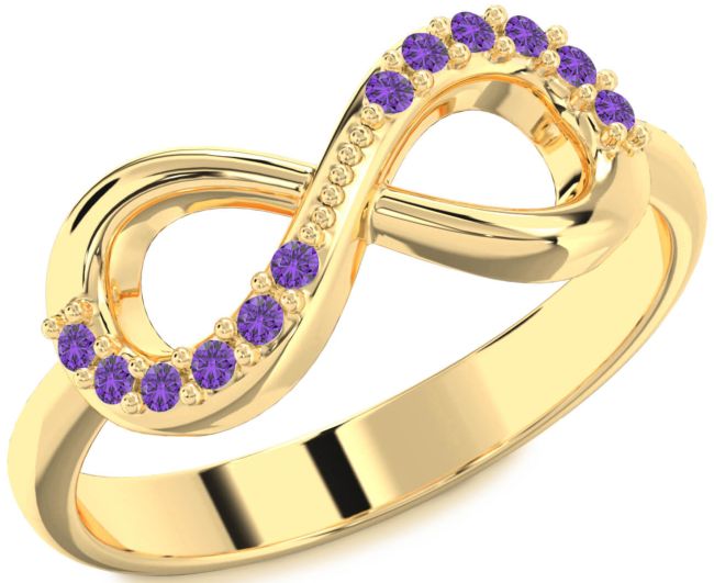 Amethyst Gold Infinity Round Ring