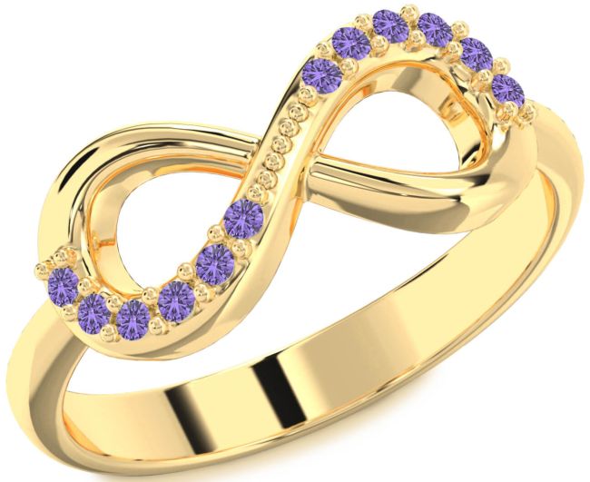 Alexandrite Gold Infinity Round Ring