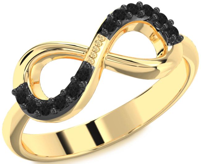 Black Diamond Gold Infinity Round Ring