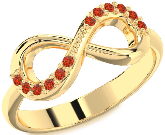Fire Opal Gold Silver Infinity Round Ring