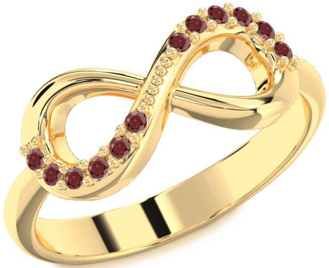 Garnet Gold Infinity Round Ring