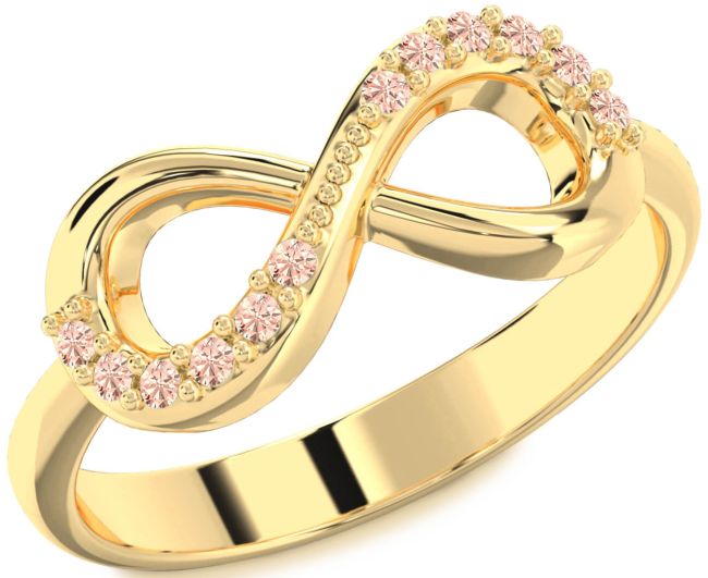 Morganite Gold Infinity Round Ring