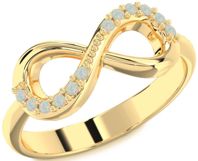 Opal Gold Infinity Round Ring