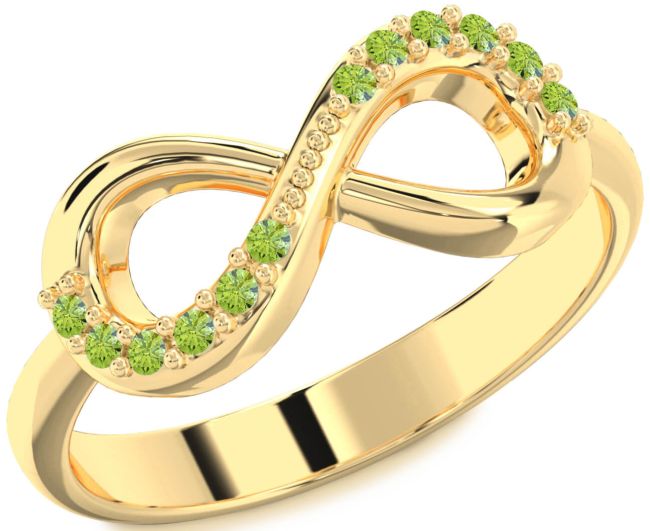 Peridot Gold Infinity Round Ring