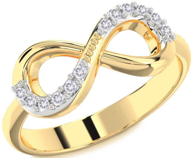 Salt & Pepper Diamond Gold Infinity Round Ring