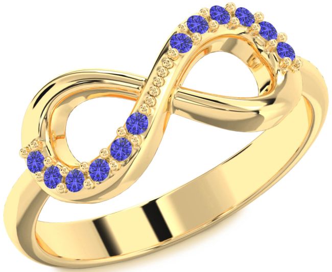 Tanzanite Gold Infinity Round Ring