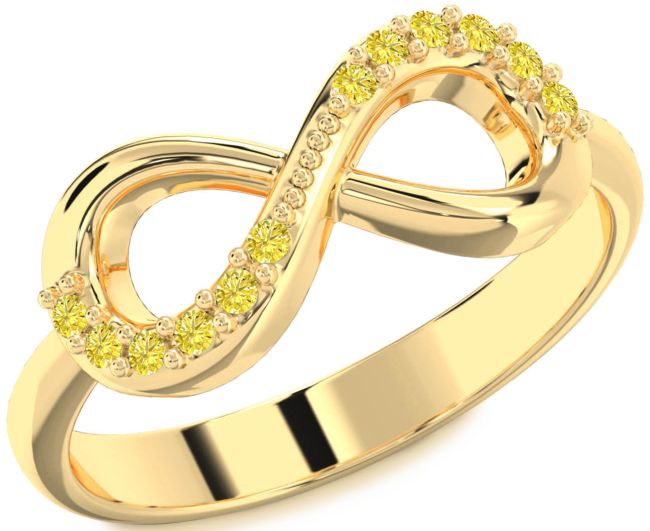 Yellow Diamond Gold Infinity Round Ring