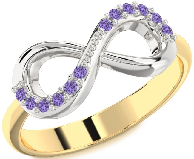 Alexandrite Gold Silver Infinity Round Ring