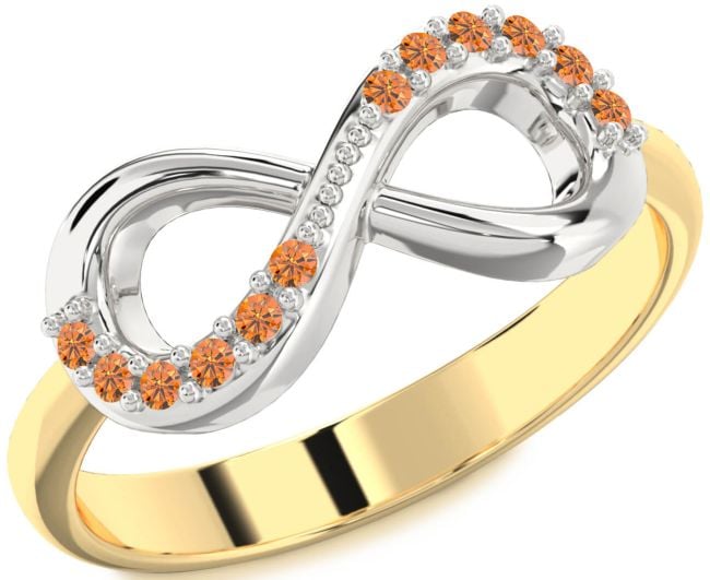 Citrine Gold Silver Infinity Round Ring