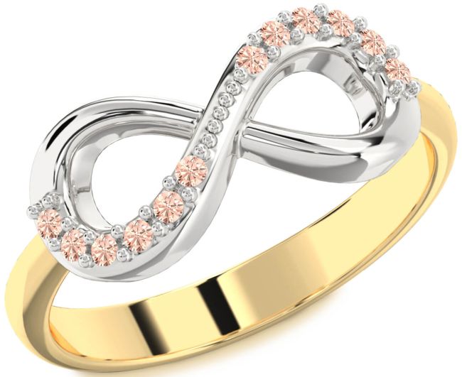 Morganite Gold Silver Infinity Round Ring