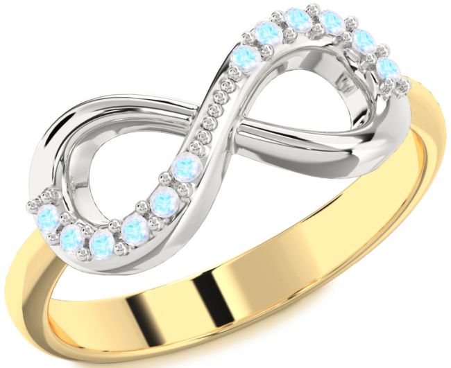 Moonstone Gold Silver Infinity Round Ring
