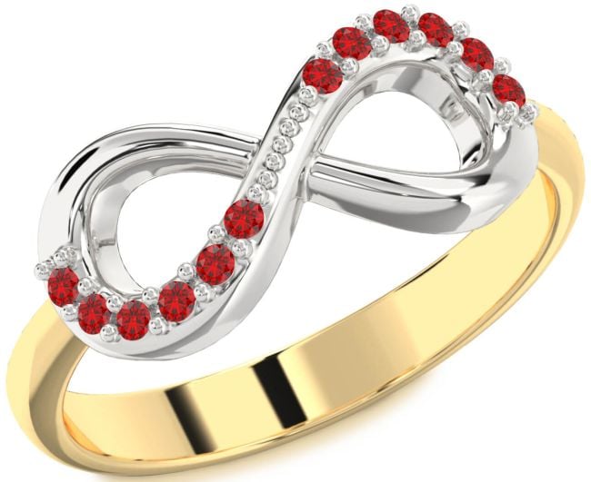 Ruby Gold Silver Infinity Round Ring