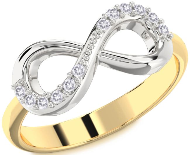 Salt & Pepper Diamond Gold Silver Infinity Round Ring