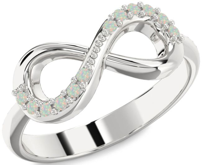 Opal Platinum Infinity Round Ring