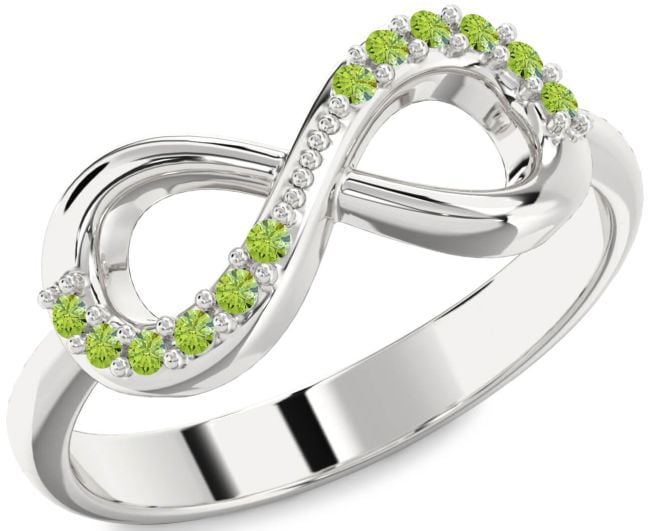 Peridot Silver Infinity Round Ring