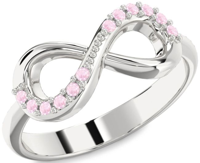 Rose Quartz Silver Infinity Round Ring