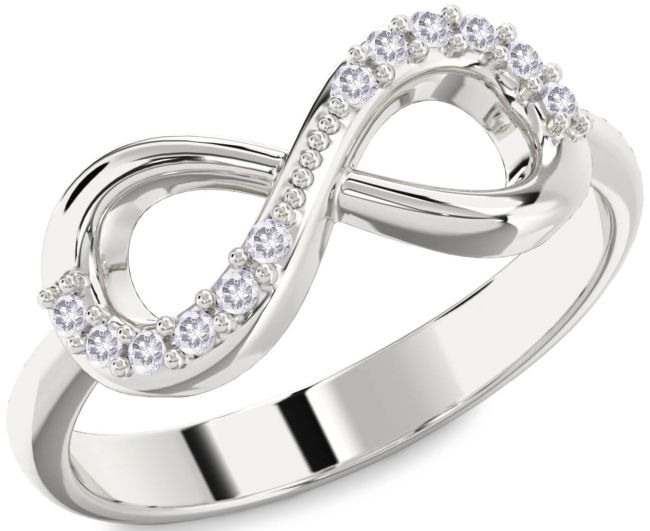 Salt & Pepper Diamond Silver Infinity Round Ring