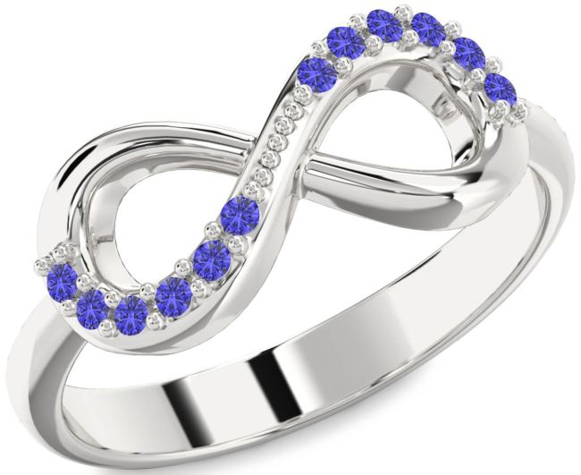 Tanzanite Silver Infinity Round Ring
