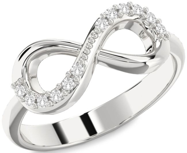 White Sapphire Silver Infinity Round Ring