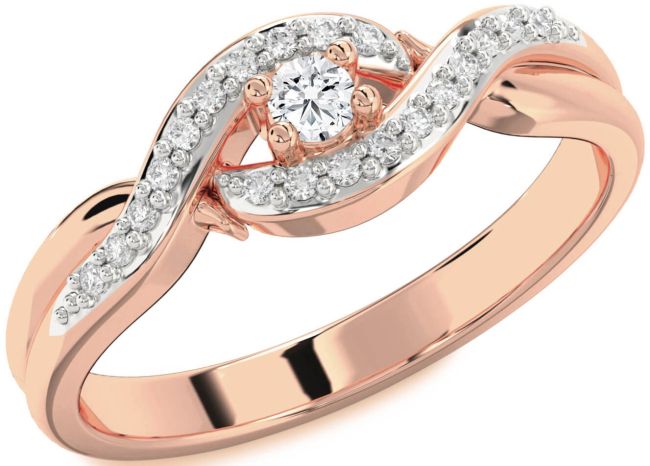Diamond Rose Gold Knot Round Pave Promise Ring