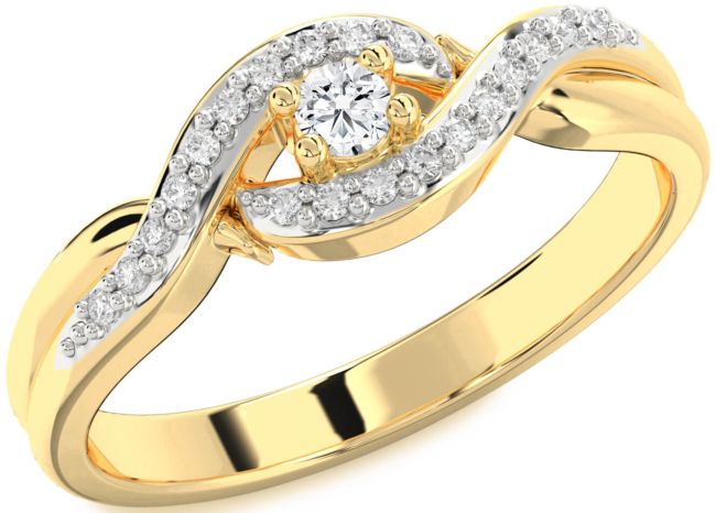 Diamond Gold Knot Round Pave Promise Ring