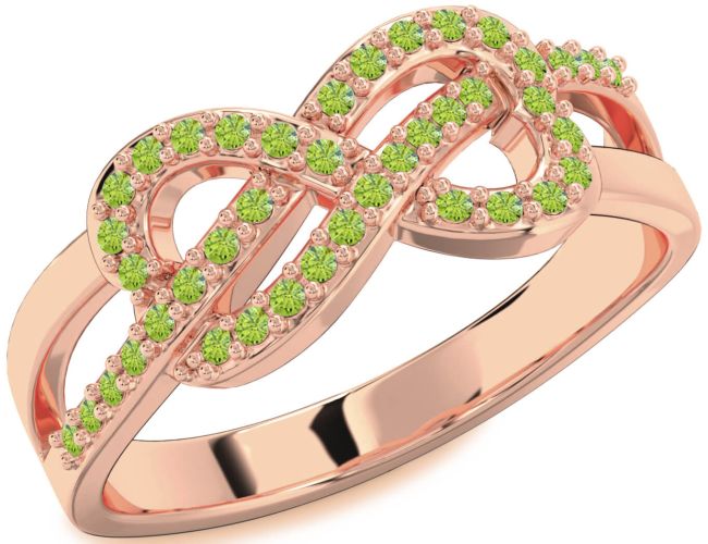 Peridot Rose Gold Infinity Ring
