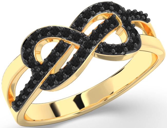 Black Diamond Gold Infinity Ring