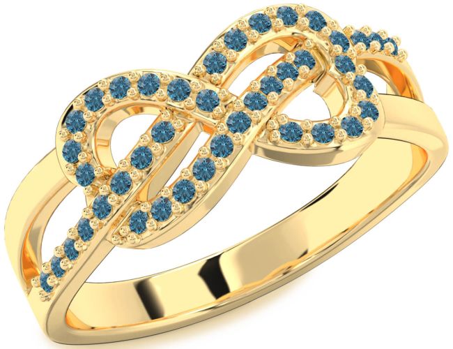 Blue Diamond Gold Infinity Ring