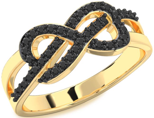 Black Onyx Gold Infinity Ring