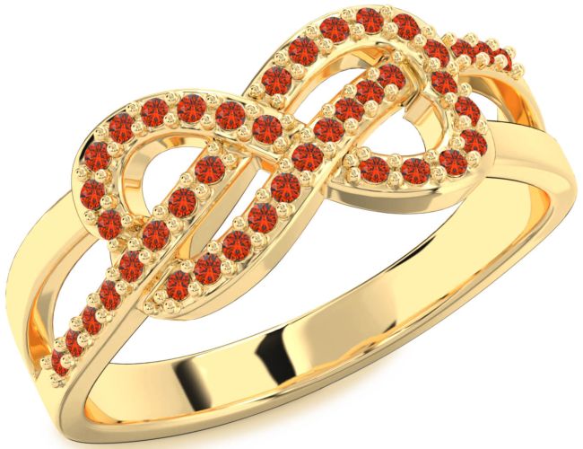 Fire Opal Gold Silver Infinity Ring
