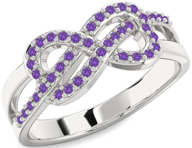 Amethyst Platinum Infinity Ring