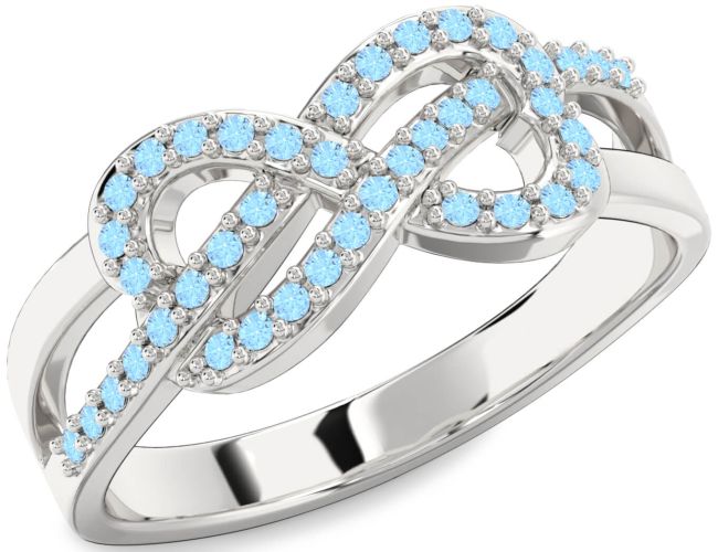 Aquamarine Silver Infinity Ring