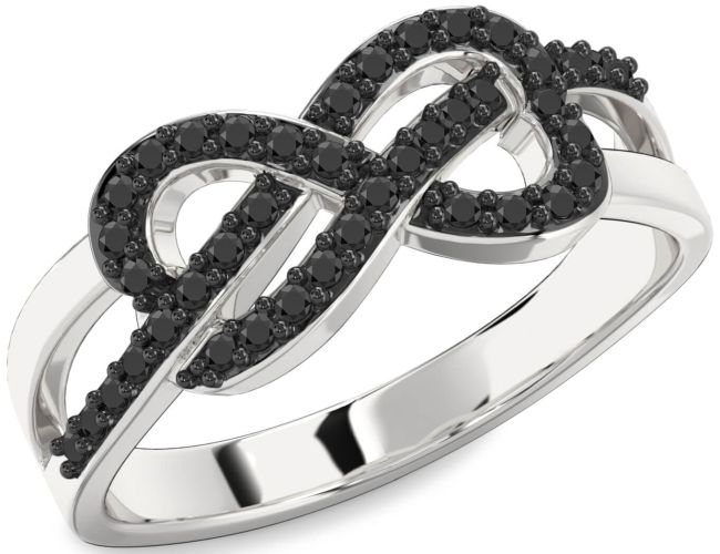 Black Onyx Silver Infinity Ring