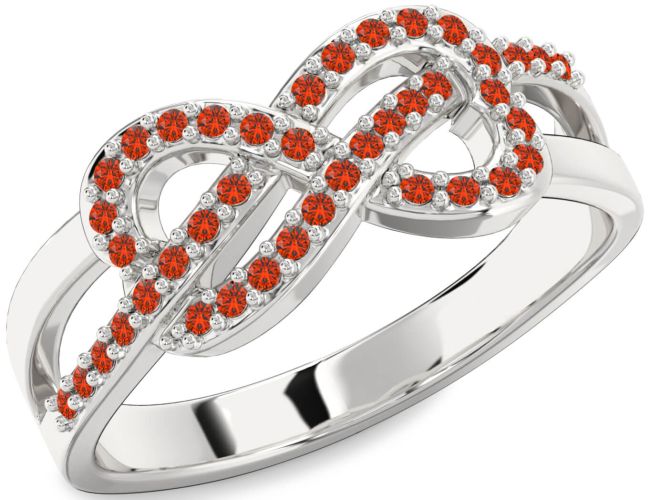 Fire Opal Silver Infinity Ring