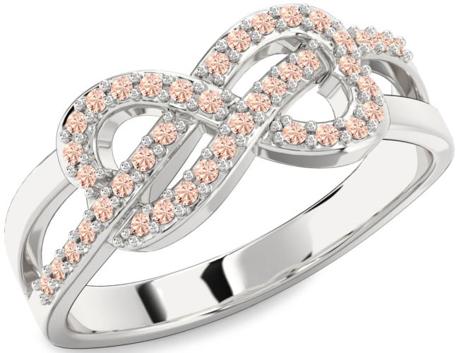 Morganite Silver Infinity Ring
