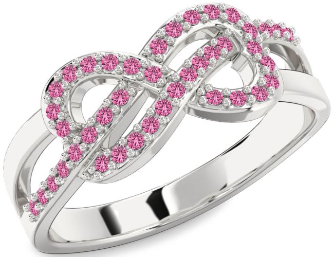 Pink Sapphire Silver Infinity Ring