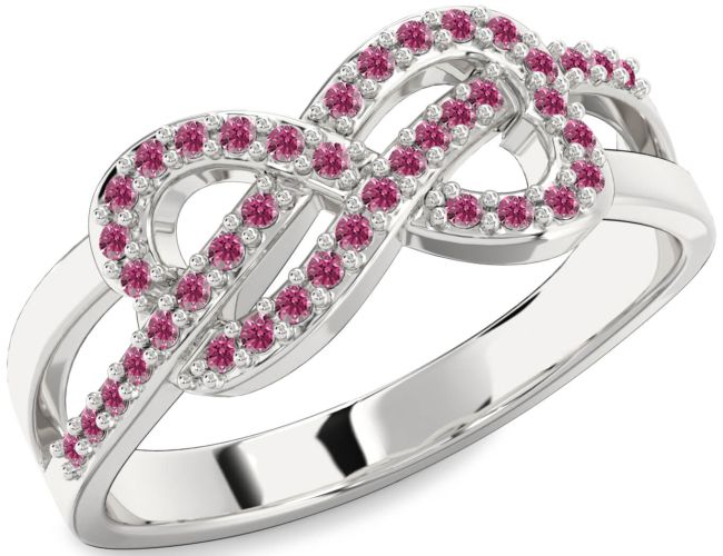 Pink Tourmaline Silver Infinity Ring