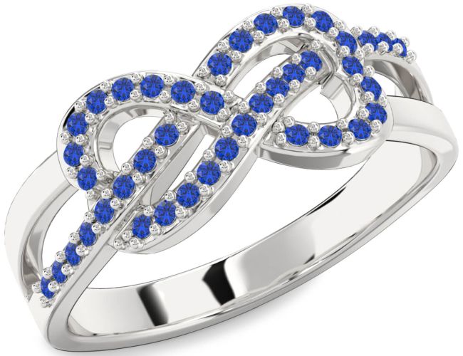 Blue Sapphire Silver Infinity Ring
