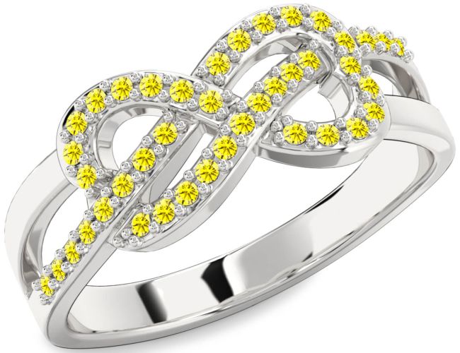 Yellow Sapphire Silver Infinity Ring